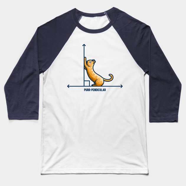 Purr-pendicular Kawaii Cute Cat Maths Baseball T-Shirt by freeves